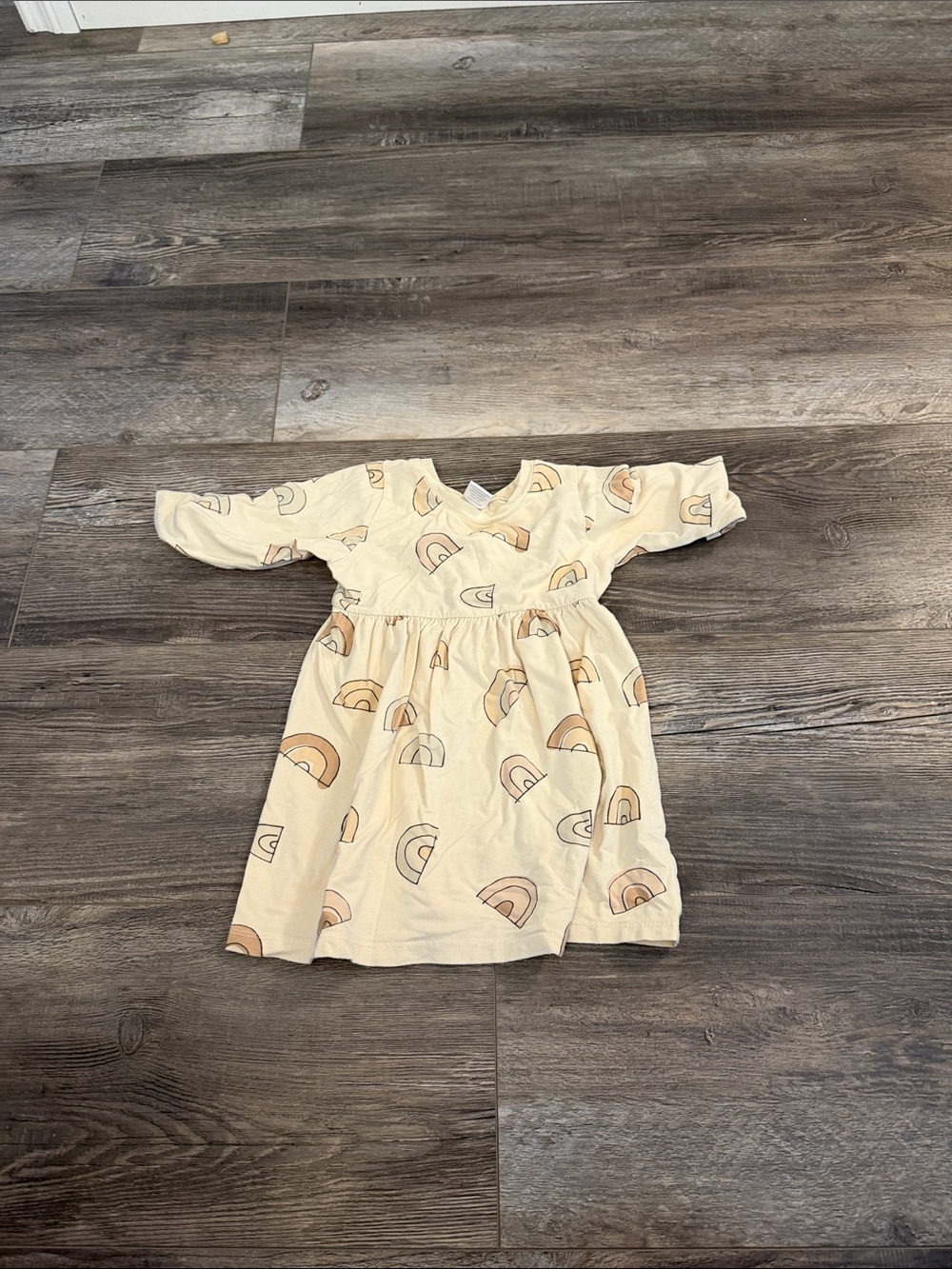 Posh & Cozy Kids Cream Rainbow‎ Print Dress